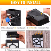 4 Pack Black Solar LED Fence Lights Outdoor Garden Pathway Lighting